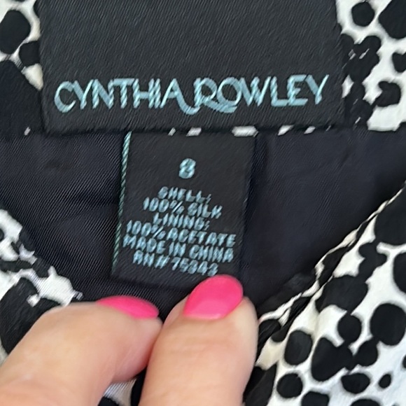 Cynthia Rowley 100% Silk Black and White Spotted Work All Occasion Dress sz.8 - Picture 5 of 8